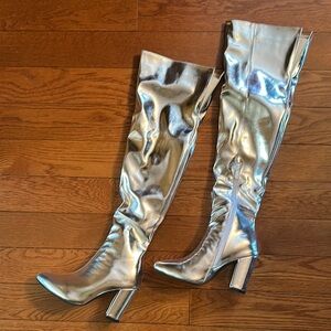 Women’s Silver Over-the-Knee Boots